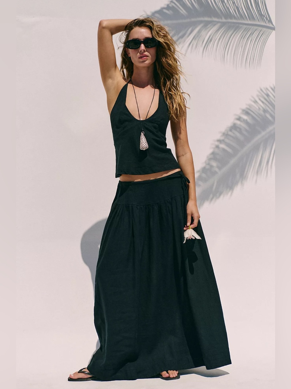 FREE PEOPLE | โจNEWโจ Sandshell Linen Skirt Set in Black